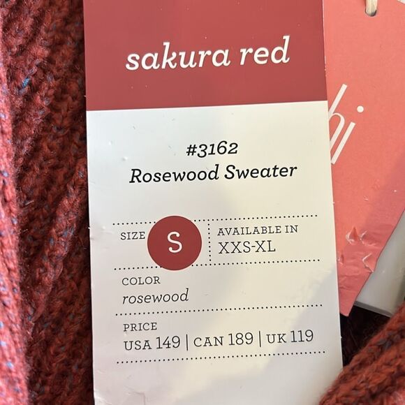 NEW CAbi Sakura Red Rosewood Sweater - Picture 4 of 5